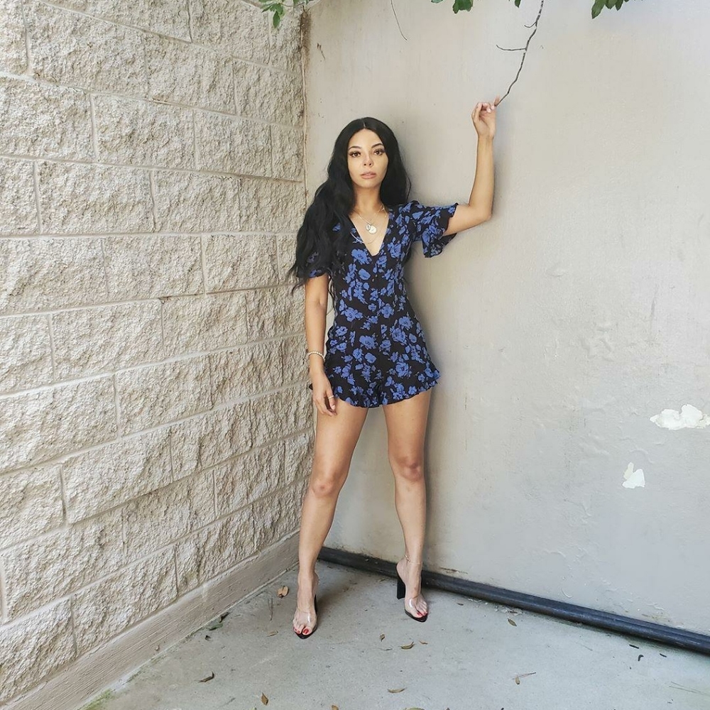 Black floral romper